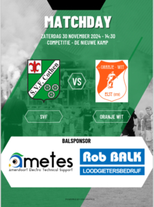 Zaterdag 30 november 2024: SVF 1 – Oranje Wit 1 om 14:30u